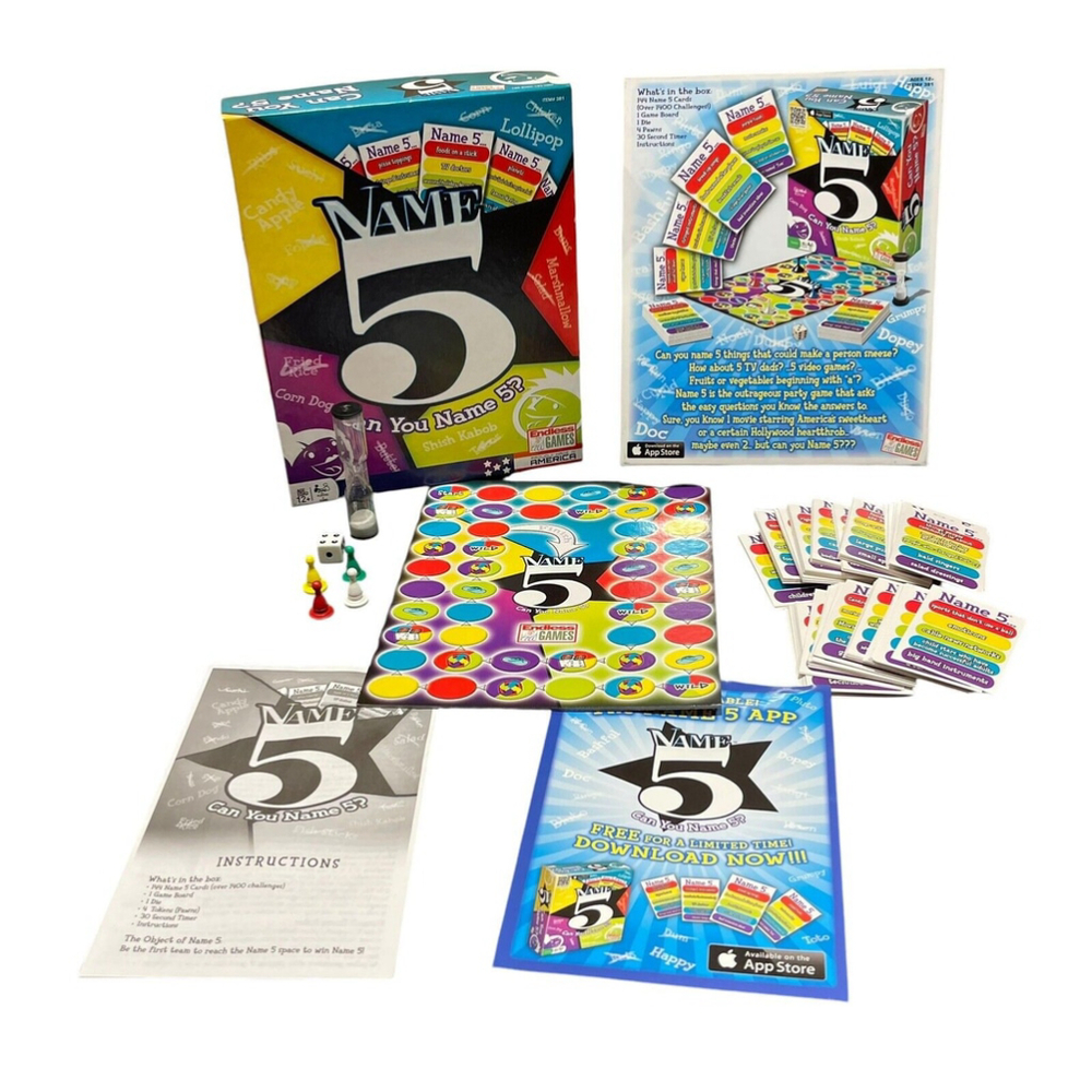 Name 5 Can You Name 5? Board Game‎ By Endless Games Complete EUC